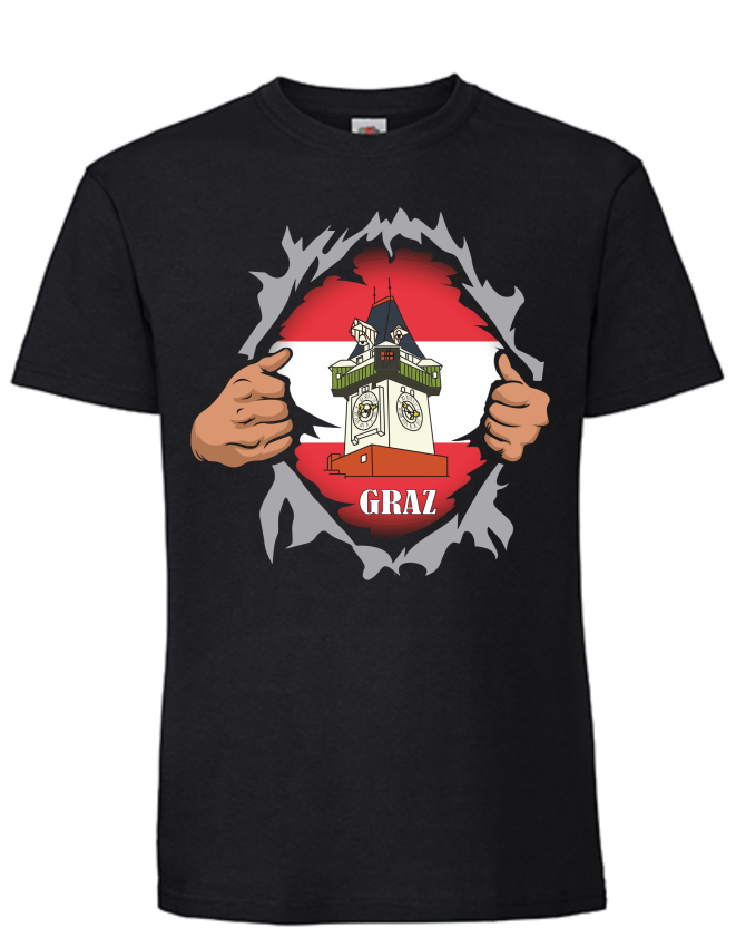 T-Shirt Graz Uhrturm Hände